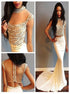 Two Pieces Beading Scoop Satin Prom Dress LBQ4143